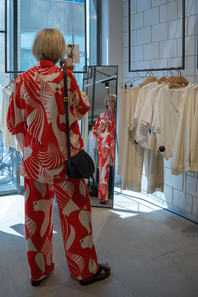 Red and white palazzo co-ord