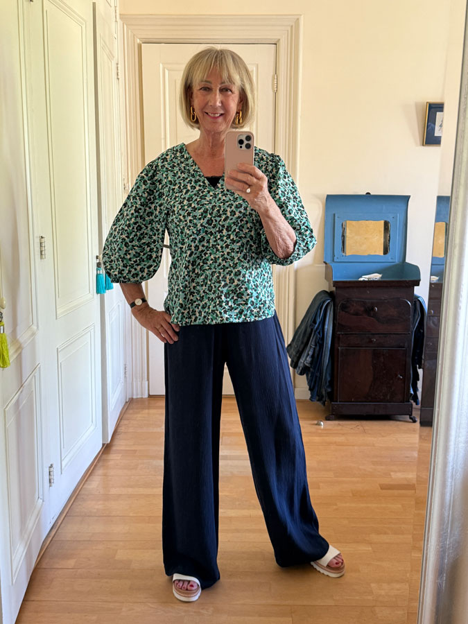 Wide blue summer trousers