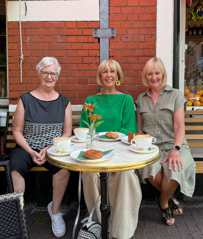 Margaret, me and Corinne having coffee
