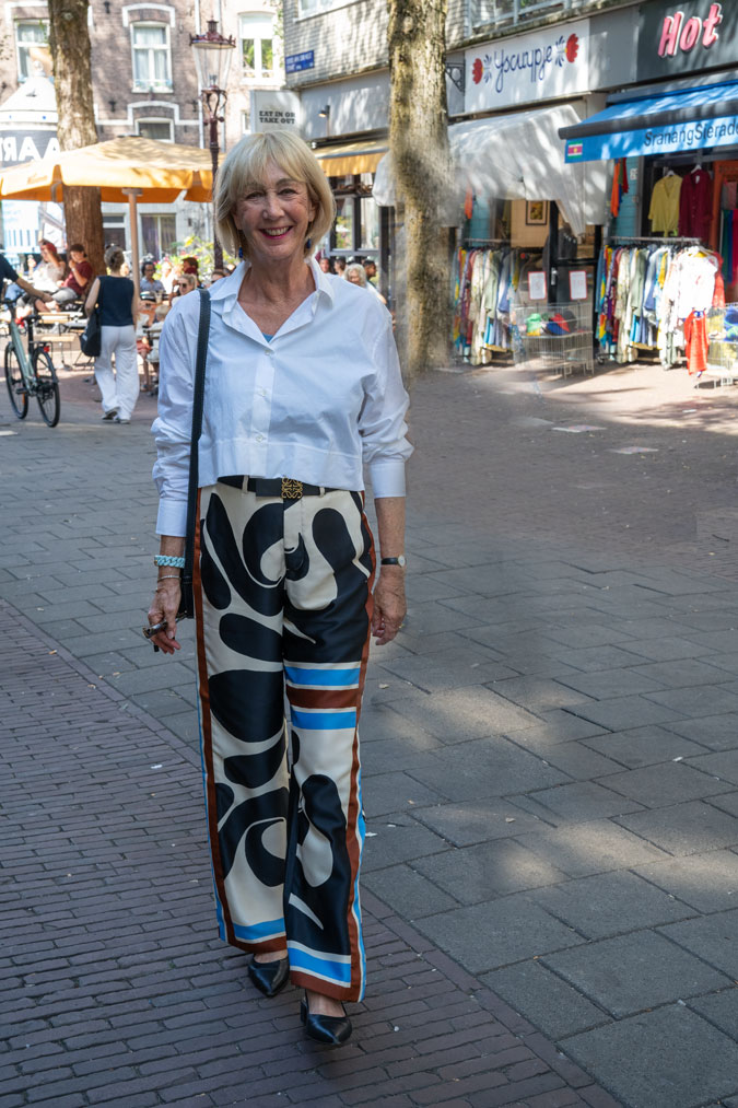 palazzo trousers with a boxy jacket