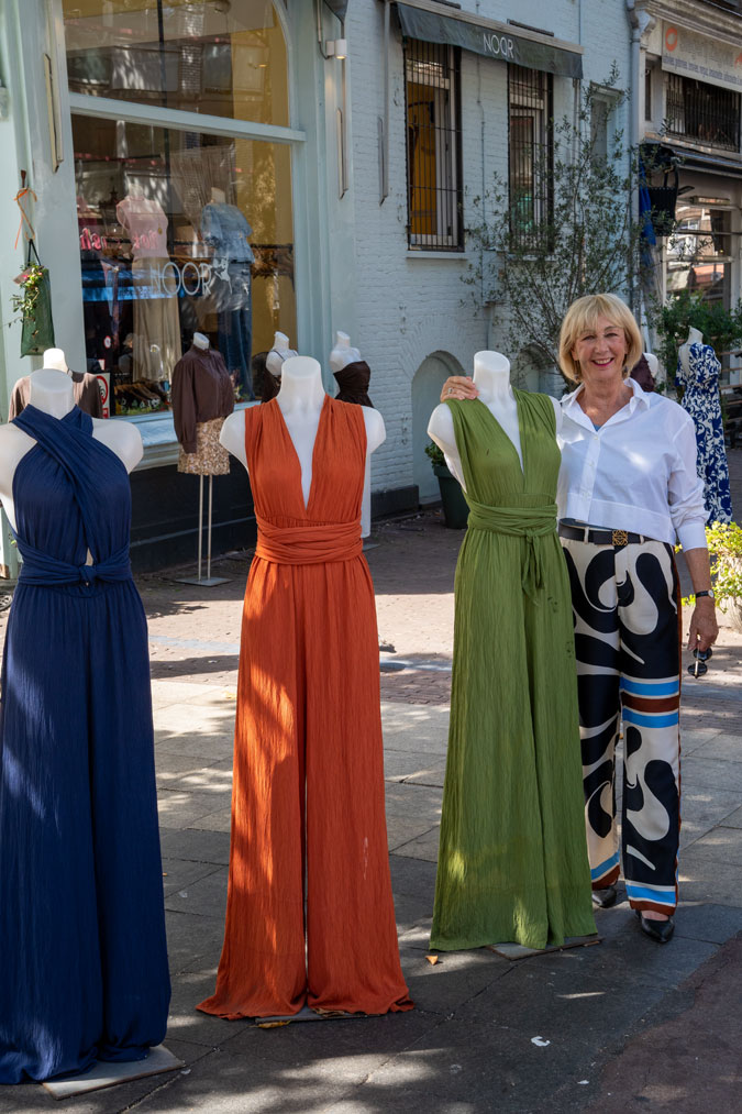 palazzo trousers with a boxy jacket