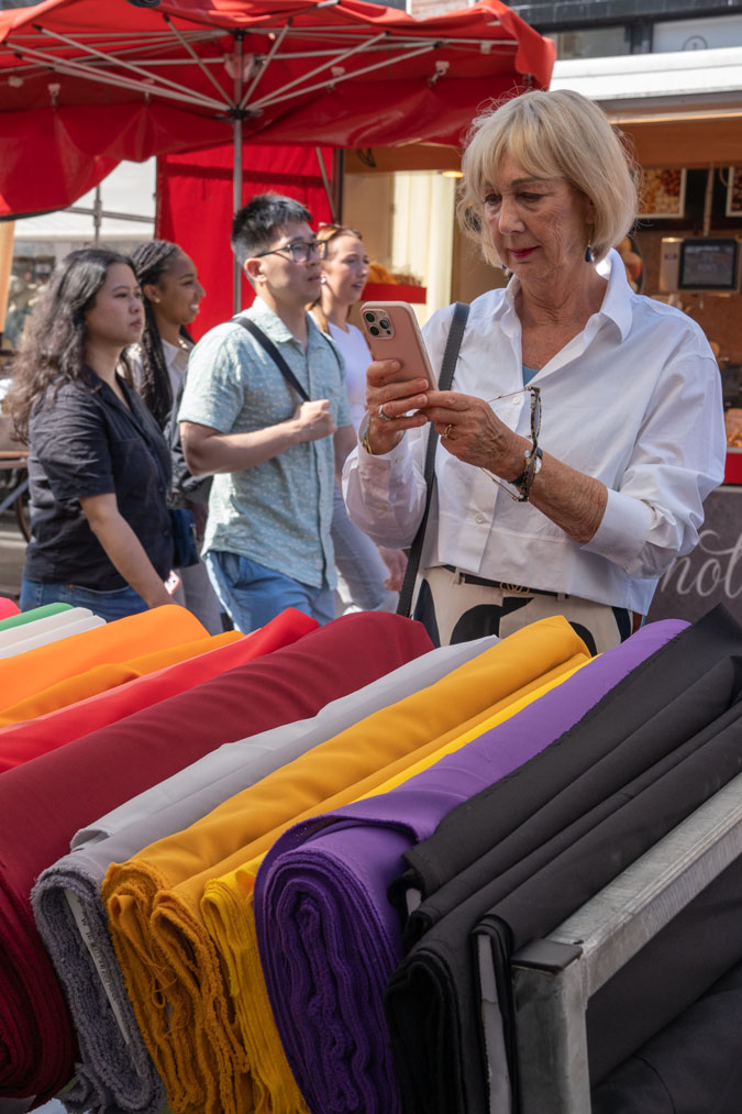 palazzo trousers with a boxy jacket