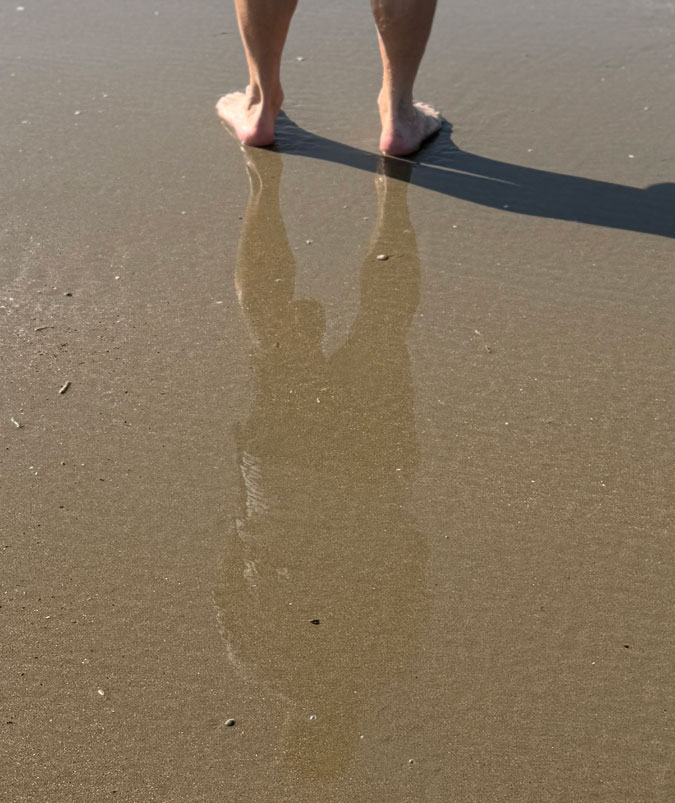 Ron reflected in the sea water