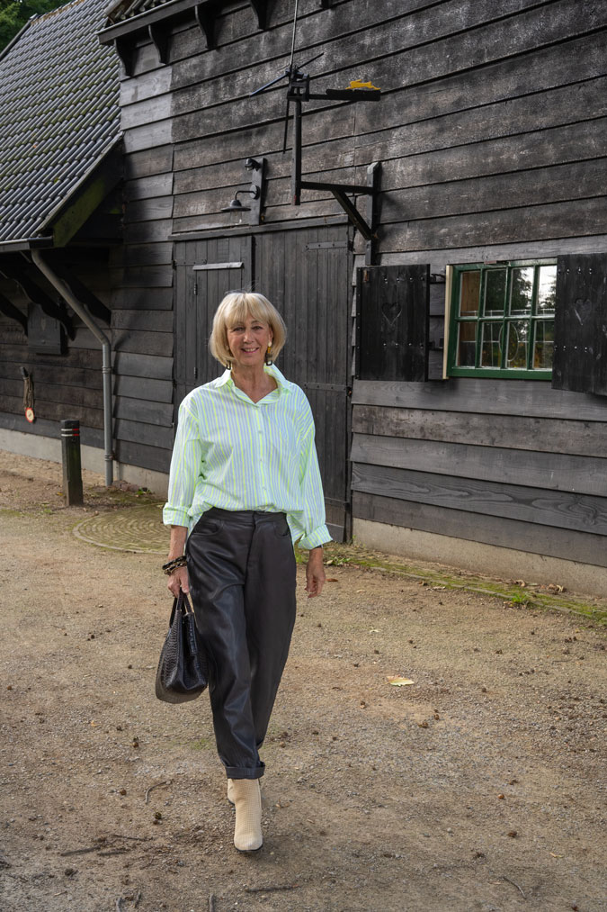 Brown vegan leather trousers