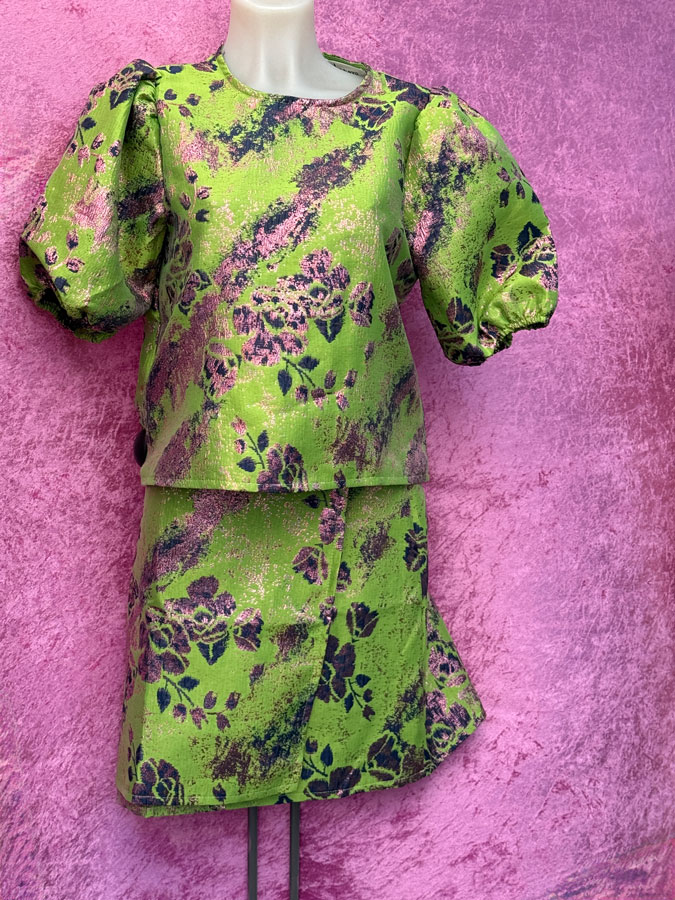 Green and purple outfit