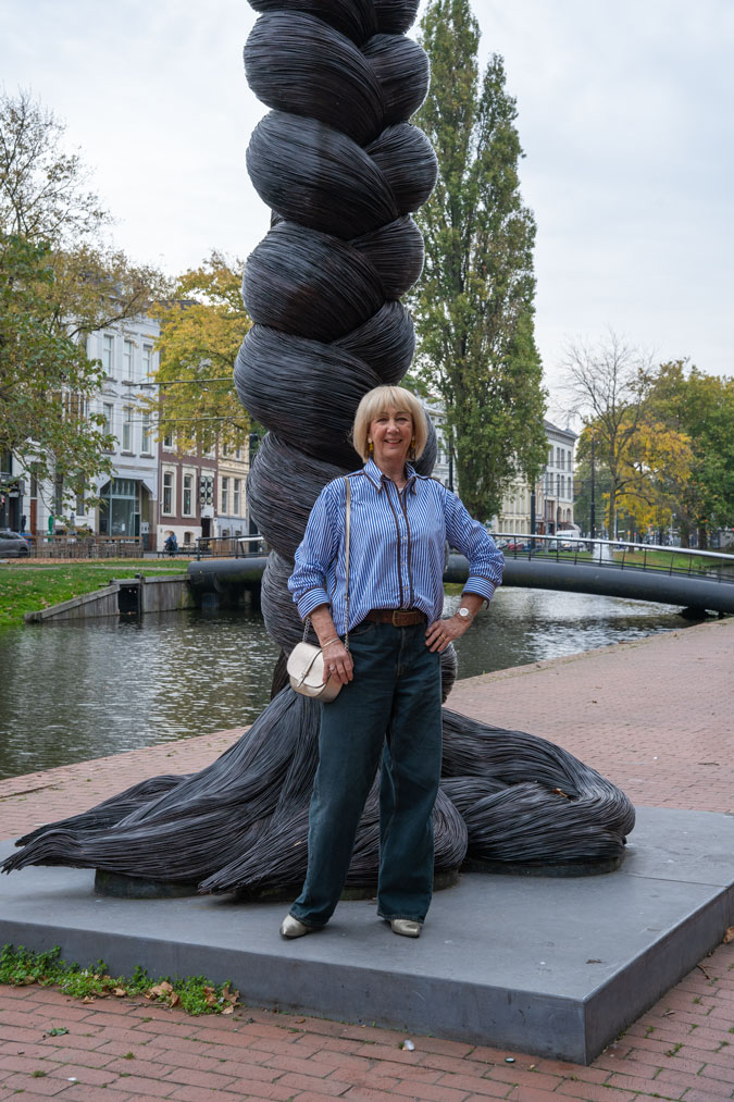 Blue and white striped shirt with jeans