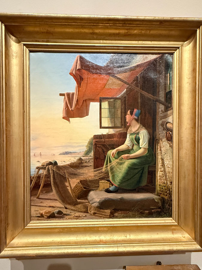 Die Netzflickerin (1835), painting by Heinrich Friedrich Tank (1808-1872)