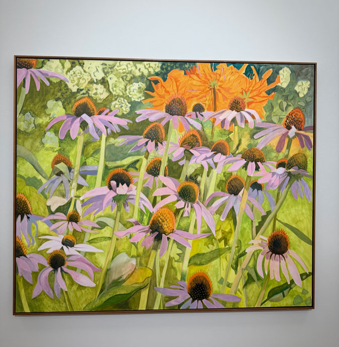 Echinacea and Orange Dahlia 2006 Lois Dodd